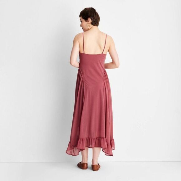 Future Collective - Women's Sleeveless Flutter Hem Maxi Dress - Future Pink - Picture 2 of 3